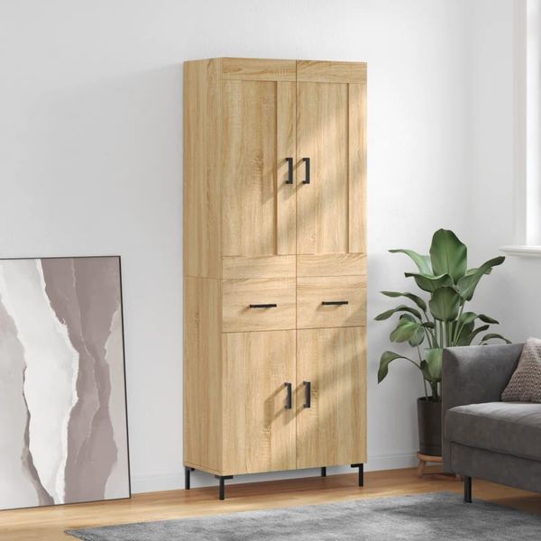 2025 Vetrinetta Moderna A Ripiani In Rovere Sonoma 69,5X34X180 Cm Materiale A Base Di Legno - Cassettiere,Design 2570804 2Parti-image