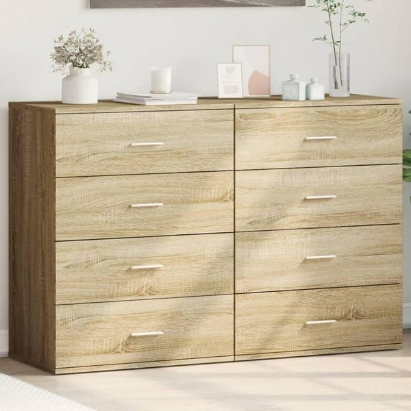 Vidaxl Credenze 2 Pezzi Rovere Sonoma 60X39X80 Cm Materiale A Base Di Legno-image