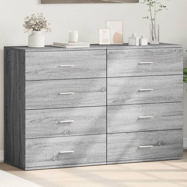 Vidaxl Credenze 2 Pz. Grigio Sonoma 60X39X80 Cm Materiale A Base Di Legno-image