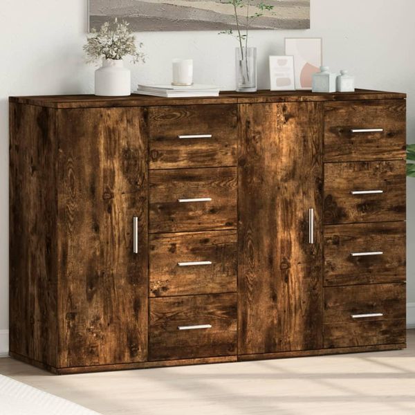 Credenze 2 Pz. Rovere Fumé 59X39X80 Cm Materiale A Base Di Legno-image