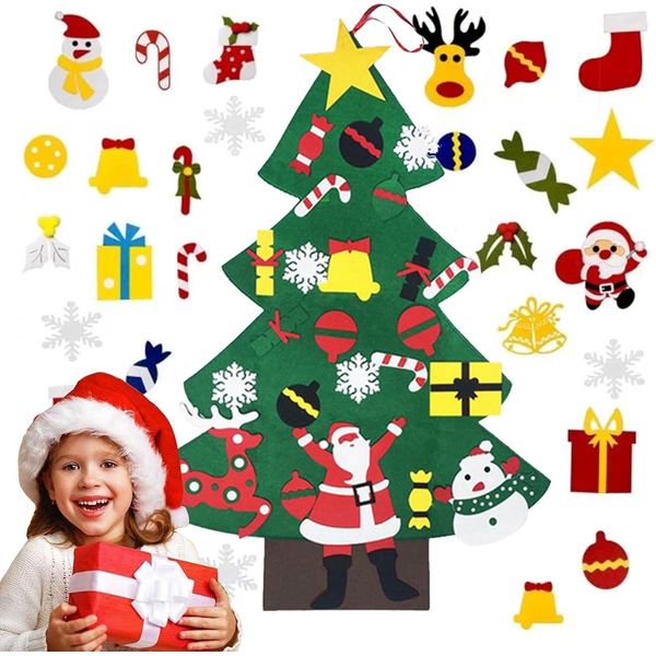 Albero Di Natale Con Ornamenti In Feltro Rimovibili Decorazione Natalizia Fai Da Te-image