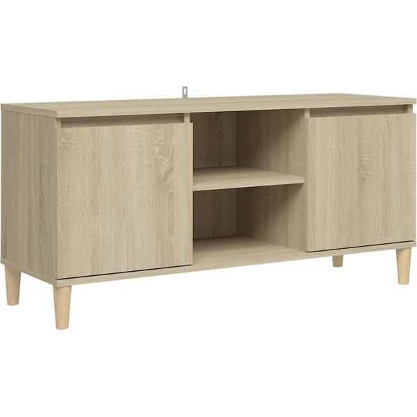 Syfax™ Mobile Tv Con Gambe In Legno Rovere Sonoma 103,5X30X50 Cm-image