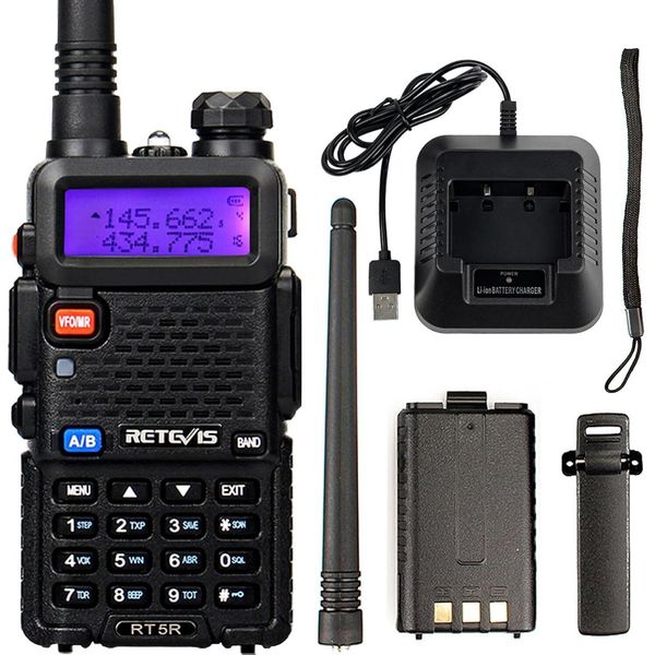 Retevis RT5R Radio A Doppia Banda, Radio Amatoriale A Lungo Raggio, Radio Ricaricabile Usb Da 2 M/70 Cm, Radio Fm Portatile, Radio Amatoriale A 128 Canali Per Sicurezza, Cantiere, Scuola, Negozio.-image