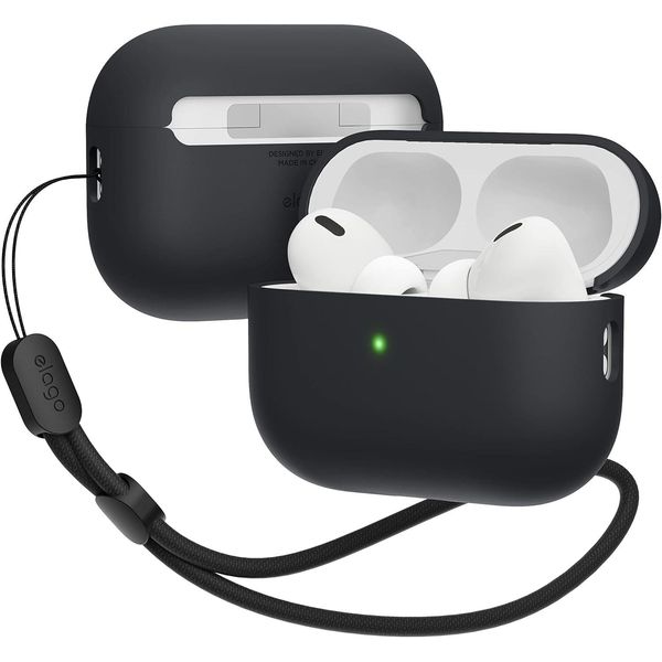 Custodia Ibrida Elago Liquid Con Cordino In Nylon Per Airpods Pro 2 Nero-image
