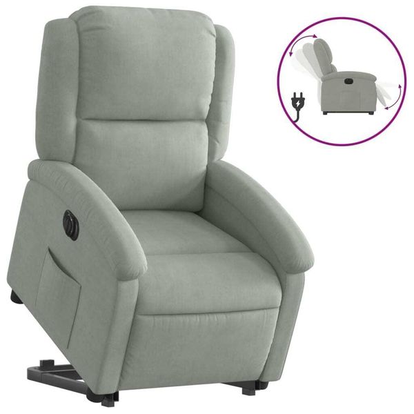 Vidaxl Poltrona Relax Con Supporto Elettrico In Velluto Grigio Chiaro-image