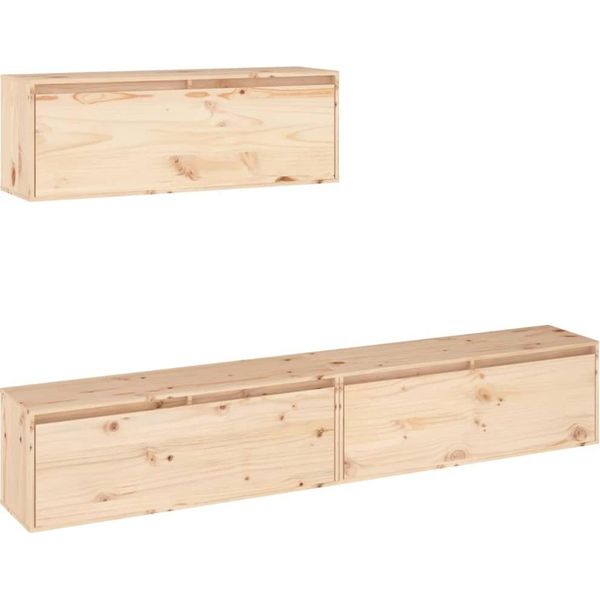 Syfax™ Mobili Porta Tv 3 Pz In Legno Massello Di Pino-image