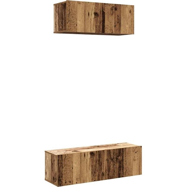 Syfax™ Set Mobile Tv 2 Pz Montato A Parete Legno Antico In Truciolato-image