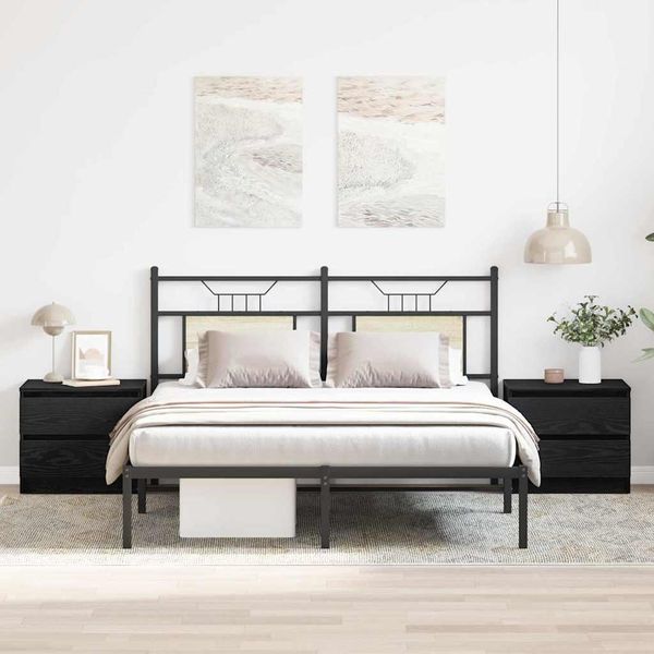 Maison Exclusive - Comodino 2 Pezzi Effetto Rovere Nero 50 X 40 X 43,5 Cm-image