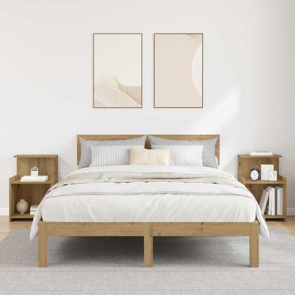 Vidaxl Comodino 2 Pezzi Rovere Artigianale 40 X 35 X 60 Cm Materiale A Base Di Legno-image