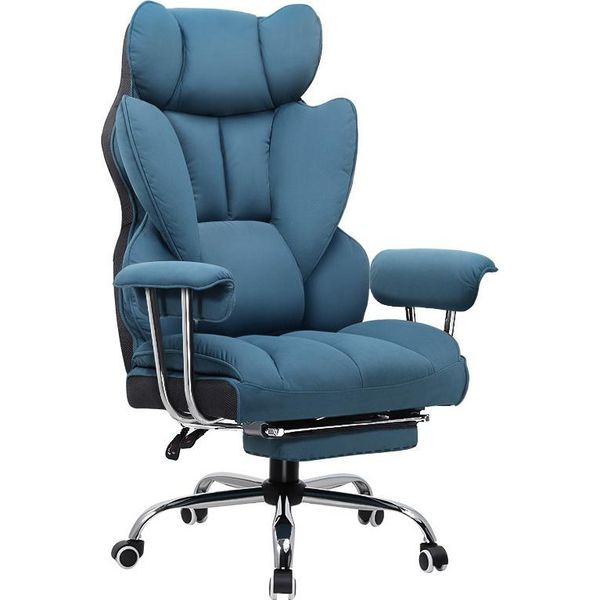 Comhoma Sedia Da Ufficio Sedia Da Gioco, Sedia Da Gamer, Sedia Da Ufficio Ergonomica In Tessuto Con Poggiapiedi, Regolabile In Altezza, Sedia Da Scrivania, Sedia Direzionale, Tessuto Blu-image