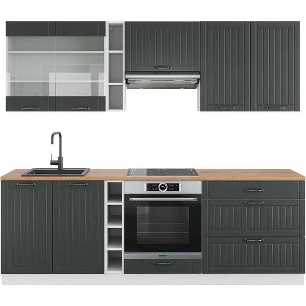 Vicco Cucina Componibile Fame-Line, 235 Cm , Pt Rovere, Antracite Casa Di Campagna/Bianco-image