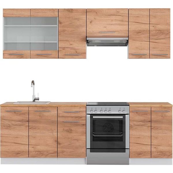 Vicco Cucina Componibile Fame-Line, 240 Cm , Pt Rovere, Quercia Dorata/Bianco-image