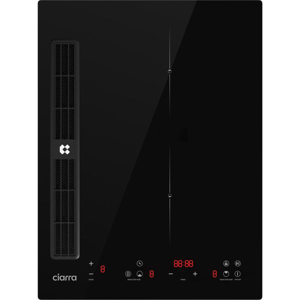 Ciarra Piano Cottura A Induzione Con Aspiratore Integrato, 39 Cm Cottura Più Rapida Piano Cottura A Induzione Touch Control Con 2 Piastre Timer CBBEH392B-image