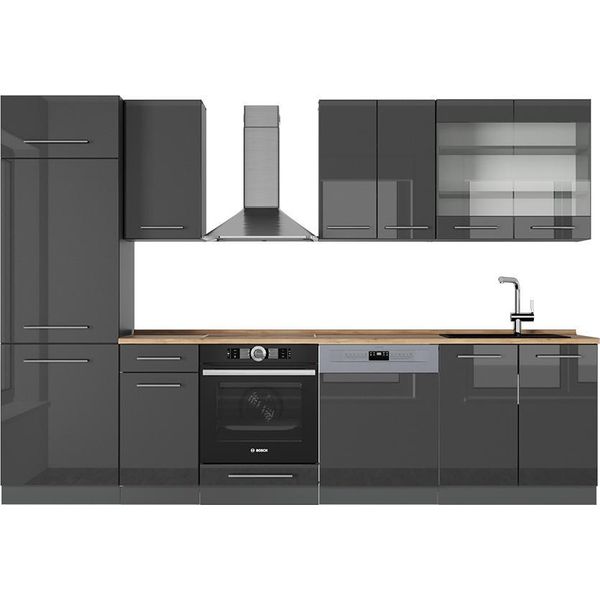 Vicco Cucina Componibile Fame-Line, 300 Cm , Pl Rovere, Antracite Lucido/Antracite-image