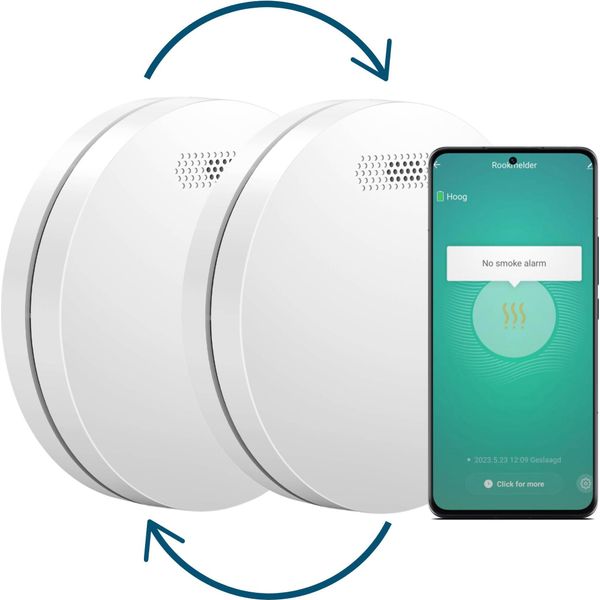 Aroha Smart Connect & Link Rilevatore Di Fumo Collegabile E Wifi - Batteria Da 10 Anni, Sensore Fumo Wifi Con App Tuya & Smartlife - Allarme Anticendio - 2 Pezzi-image