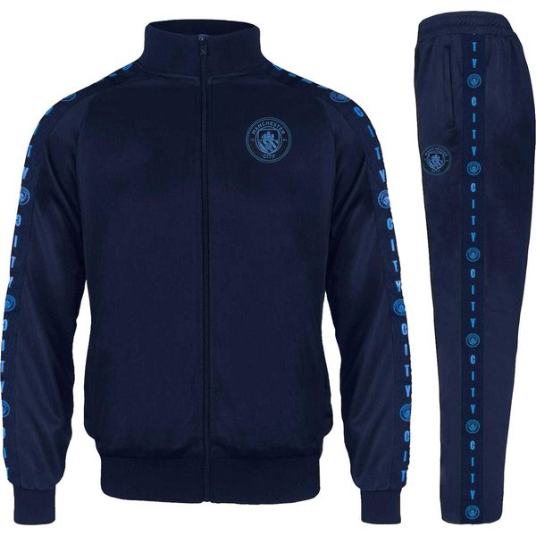 Manchester City Fc - Tuta Da Ginnastica Da Uomo, Con Collante GF1297 (3XL) (Blu Marino Scuro)-image