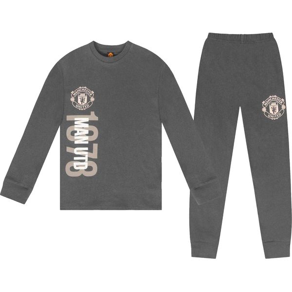 Manchester United Fc - Pigiama Con Pantaloni Lunghi Per Ragazzi GF1299 (146-152) (Grigio)-image