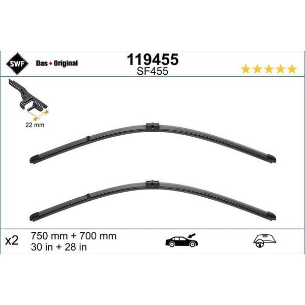 Swf Spazzole Tergicristallo Visioflex-Set | (Set)Wiper Car VF750/700MM-image