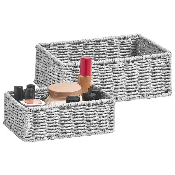 Zeller Present Cestino Portaoggetti 20X14X7Cm 24X18X9Cm Grigio 2 Pezzi-image