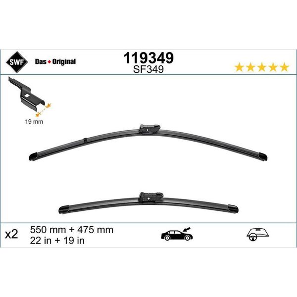 Swf Spazzole Tergicristallo Visioflex-Set | (Set)Wiper Car VF550/500MM-image