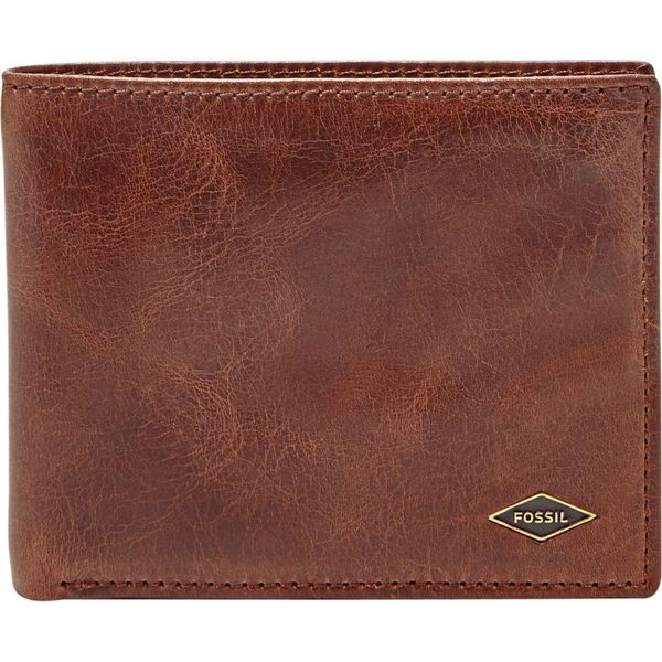 Fossil Pelle Portafoglio Ryan Bifold With Flip Id Rfid Dark Brown Marrone-image