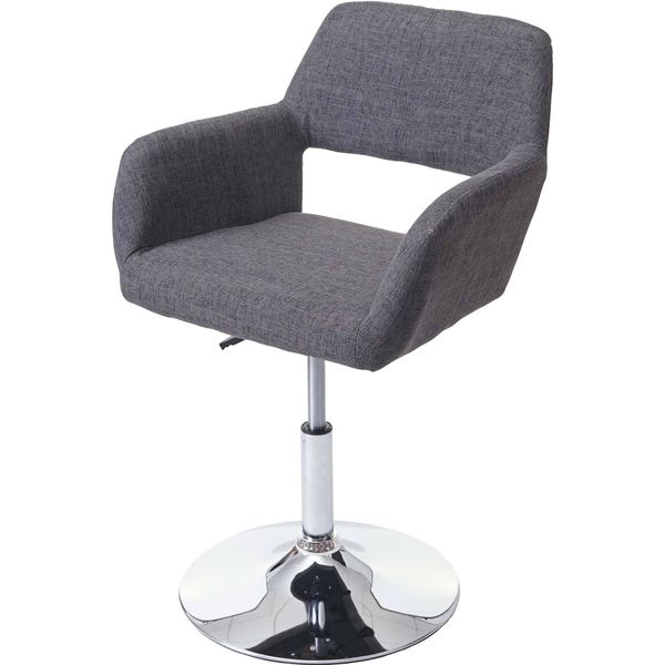 Sedia Da Pranzo HWC-A50 Iii, Sedia Da Cucina, Retrò Anni '50, Tessuto/Tessuto ~ Grigio, Base Cromata-image