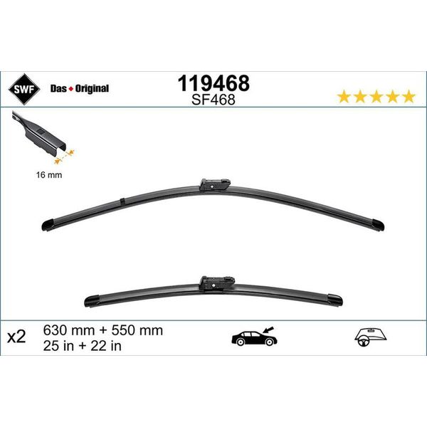 Swf Spazzole Tergicristallo Visioflex-Set | (Set)Wiper Car VF630/550MM-image