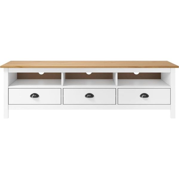 Syfax™ Mobile Porta Tv Hill Bianco 158X40X47 Cm In Legno Di Pino-image