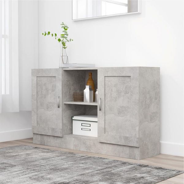 Vidaxl Credenza Grigio Cemento 120X30,5X70 Cm Materiale A Base Di Legno-image