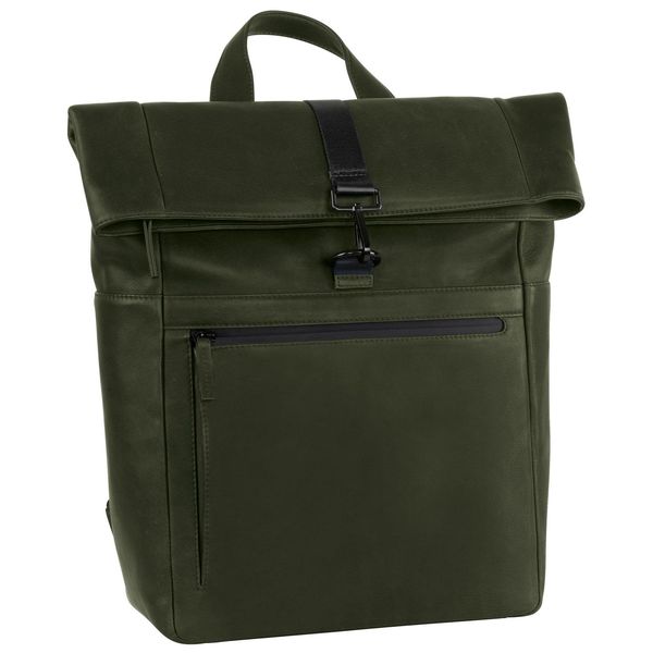 Leonhard Heyden Pelle Zaino Per Il Tempo Libero Zaino Con Scomparto Per Laptop Den Haag Rolltop Backpack Olive Verde-image