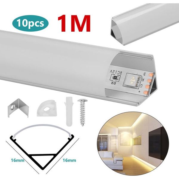 Jopassy 10X1M Led Profilo In Alluminio Striscia Led Modelli Interni Di Binari In Alluminio, Forma A V-image
