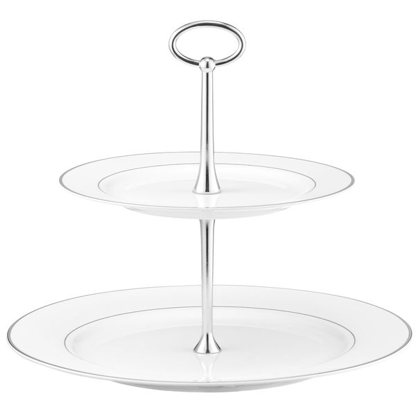 Ambition Aura Silver 27Cm - Piatto Da Torta In Porcellana, Piatto Da Torta, Alzata Per Torta-image