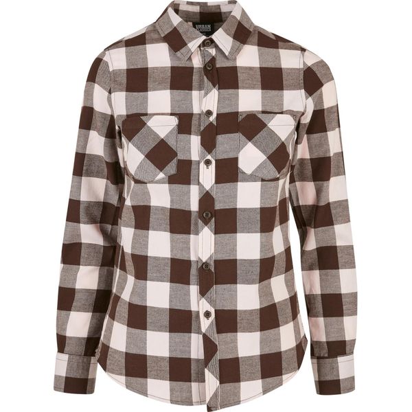 DáMská KošIle Urban Classics Ladies Turnup Checked Flanell Shirt Rosa/Marrone - L-image