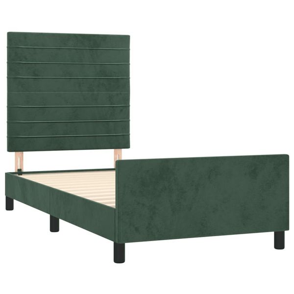 Vidaxl Struttura Letto Senza Materasso Verde Scuro 90X200 Cm Velluto-image