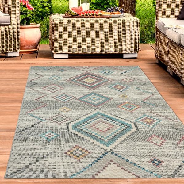 Tappeto Soggiorno Stile Vintage | Interno Ed Esterno | Verde Dimensioni - 80 X 150 Cm-image