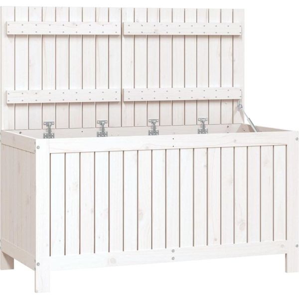 Vidaxl Cassapanca Da Giardino Bianca 121X55X64 Cm In Legno Di Pino Massiccio-image