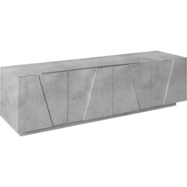 Dmora Mobile Porta Tv Acix 44X162X46H Cm Grigio Cemento, Apertura Battente 2 Vani Italy-image