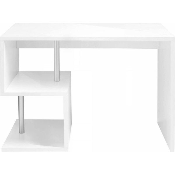 Dmora Scrivania Acan 50X100X78H Cm Bianco Lucido, Modulabile Un Vano Italy-image