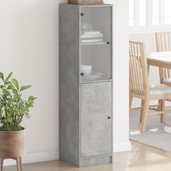 Maison Exclusive - Credenza Alta Con Ante In Vetro Grigio Cemento 35X37X142 Cm-image