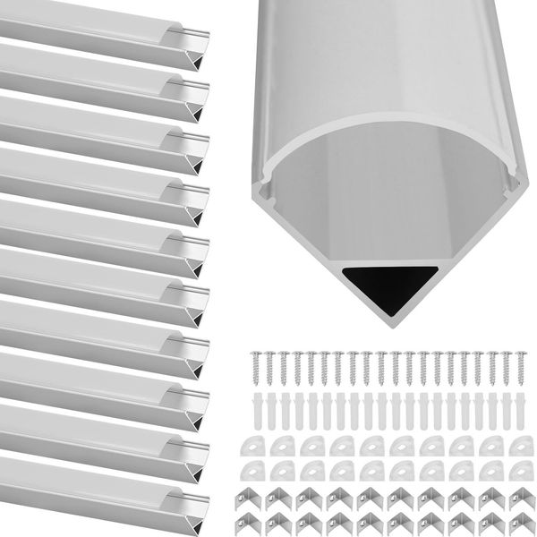 Yakimz 10X1M Led Profilo In Alluminio Profilo In Alluminio Guida Striscia Led Canale Per Striscia Led Modelli Di Profilo A V-image