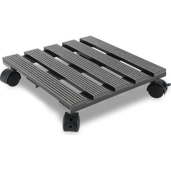 Rullo Per Piante In Wpc 30 X 30 X 7,5 Cm, Per Esterni E Interni, Portata 80 Kg, Resistente Alle Intemperie, Grigio, Angolare-image