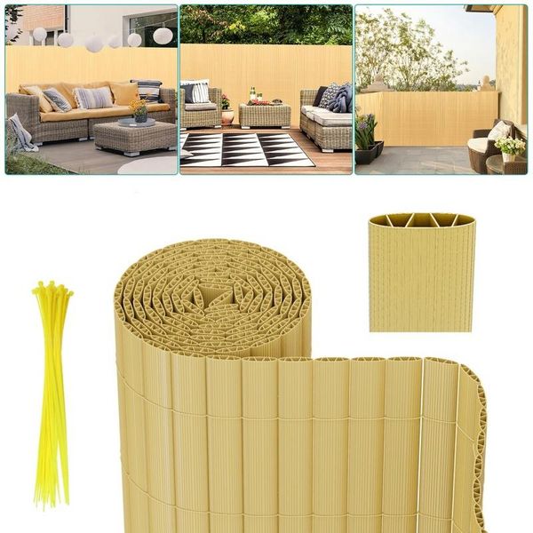 Hengda Privacy Schermo Stuoia Pvc Privacy Recinzione Bambù Frangivento Per Giardino Balcone E Terrazza 160X500Cm Stabile W-Forma-image