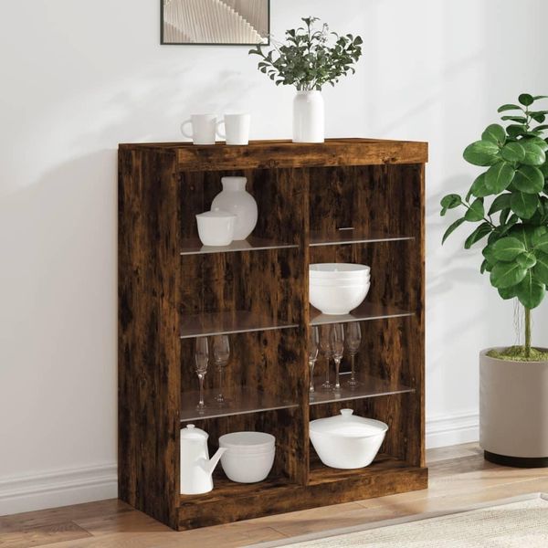 Maison Exclusive - Credenza Con Luci Led Rovere Affumicato 81X37X100 Cm-image