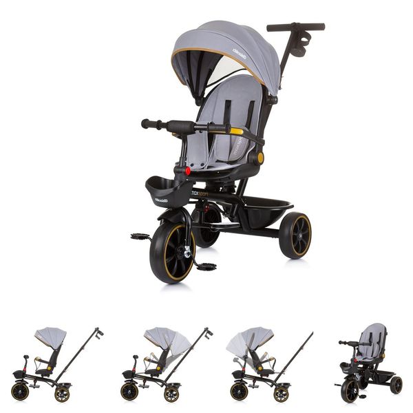 Chipolino Triciclo Max Sport 2 In 1, Triciclo, Portabicchieri, Sedile Reversibile, Cestino Grigio Chiaro-image