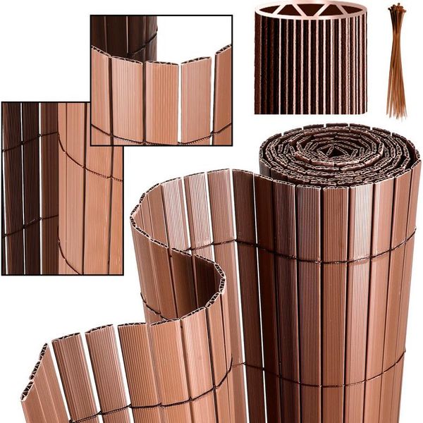 Hengda Pvc Privacy Screen Schermo Privacy Per Recinzione Balcone Marrone 160X300Cm Stabile Forma A W-image