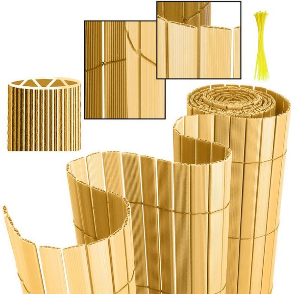 Hengda Pvc Privacy Schermo Recinzione Privacy Per Recinzione Balcone Bambù 180X500Cm Stabile W-Forma-image