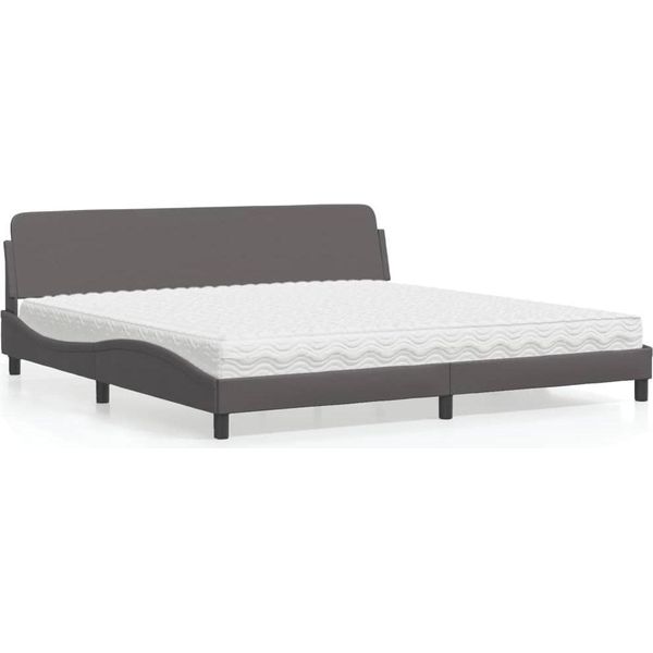 Vidaxl Letto Con Materasso "Dover"" Grigio 200X200 Cm In Pelle Finta"-image