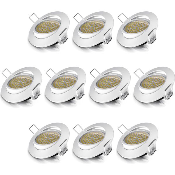 Brandson 10X Led Faretto Da Incasso Orientabile Bianco Caldo 3000K Faretto Da Soffitto / Faretto Da Soffitto 5W - 320 Lumen-image