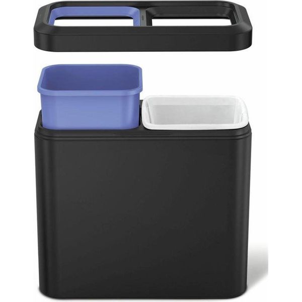Cestino Simplehuman Per Rifiuti Differenziati 10/10 L, Aperto, Acciaio Nero Opaco-image
