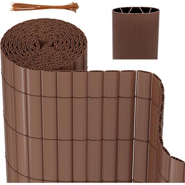 Hengda Pvc Privacy Schermo Recinzione Privacy Per Recinzione Giardino Resistente Alle Intemperie Marrone 120X700Cm-image